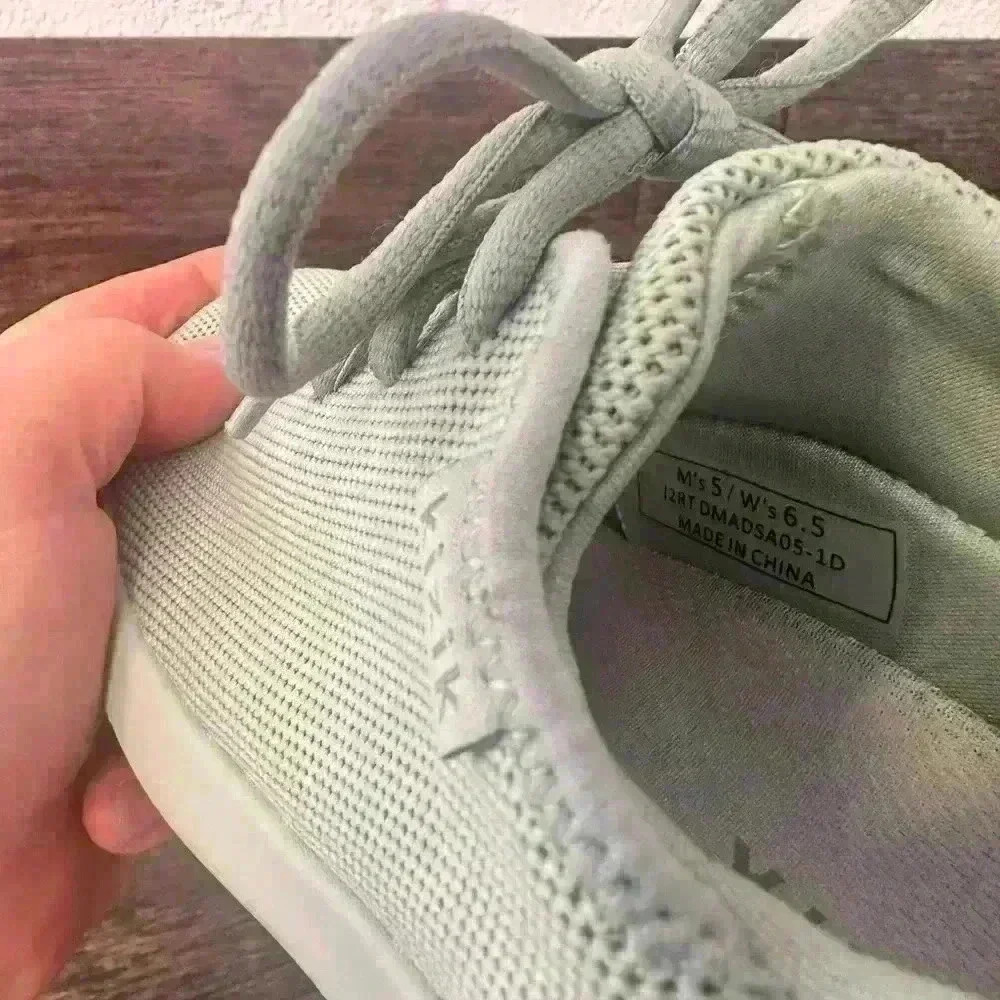 Light Green Women's Knit Lace-Up Sneakers - Picture 6 of 7